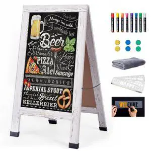 Wood Magnetic A-Frame Chalkboard Signs, 40" x 20" Large Sandwich Board Signs Outdoor, Double-Sided Sidewalk Blackboard for Business, Wedding, Vendor Display, Coffee Shope - White Wood Magnetic A-Frame Chalkboard Signs, 40" x 20" Large Sandwich Board Signs Outdoor, Double-Sided Sidewalk Blackboard for Business, Wedding, Vendor Display, Coffee Shope - White
