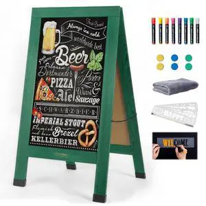 Wood Magnetic A-Frame Chalkboard Signs, 40" x 20" Large Sandwich Board Signs Outdoor, Double-Sided Sidewalk Blackboard for Business, Wedding, Vendor Display, Coffee Shope - Green Wood Magnetic A-Frame Chalkboard Signs, 40" x 20" Large Sandwich Board Signs Outdoor, Double-Sided Sidewalk Blackboard for Business, Wedding, Vendor Display, Coffee Shope - Green