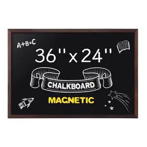 Magnetic Chalkboard, 24 x 36 Inches Wooden-Framed Blackboard, Hanging Chalk Board for School Office Home and Restaurant Menu Magnetic Chalkboard, 24 x 36 Inches Wooden-Framed Blackboard, Hanging Chalk Board for School Office Home and Restaurant Menu