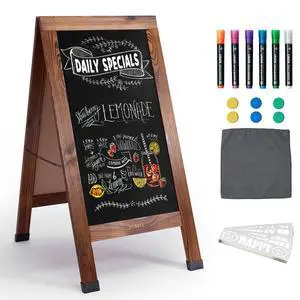 Large Sandwich A-Frame Chalkboard Signs, 40" x 20" Magnetic Board | Brown Wooden Chalk Board, Double-Sided Outdoor Chalkboard for Sidewalk Cafe Shop Wedding Party or Business Large Sandwich A-Frame Chalkboard Signs, 40" x 20" Magnetic Board | Brown Wooden Chalk Board, Double-Sided Outdoor Chalkboard for Sidewalk Cafe Shop Wedding Party or Business