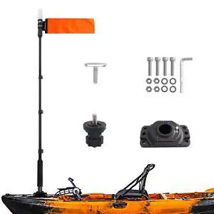 360 Degree Kayak Navigation Lights with Retractable Pole and Orange Visibility Flag, Waterproof LED Kayak Light for Night Kayaking Fishing Paddling, Kayak Accessories 360 Degree Kayak Navigation Lights with Retractable Pole and Orange Visibility Flag, Waterproof LED Kayak Light for Night Kayaking Fishing Paddling, Kayak Accessories