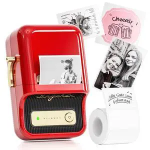 B21 Label Maker, 2 Inch Bluetooth Sticker Printer with Tape, Red | Compatible with Android, iOS & PC, Thermal Printing, Labeling for Home Storage Office Craft and Small Business B21 Label Maker, 2 Inch Bluetooth Sticker Printer with Tape, Red | Compatible with Android, iOS & PC, Thermal Printing, Labeling for Home Storage Office Craft and Small Business