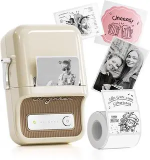 B21 Label Maker, 2 Inch Bluetooth Sticker Printer with Tape, White | Compatible with Android, iOS & PC, Thermal Printing, Labeling for Home Storage Office Craft and Small Business B21 Label Maker, 2 Inch Bluetooth Sticker Printer with Tape, White | Compatible with Android, iOS & PC, Thermal Printing, Labeling for Home Storage Office Craft and Small Business