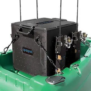 Kayak Fishing Crate with 4 Rod Holders | 13"x13" Kayak Tackle Storage Box & Gear Organizer | Durable, Compact Kayak Crate Storage for Most Fishing Kayaks Kayak Fishing Crate with 4 Rod Holders | 13"x13" Kayak Tackle Storage Box & Gear Organizer | Durable, Compact Kayak Crate Storage for Most Fishing Kayaks