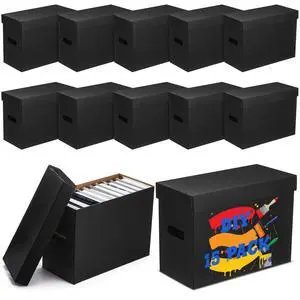 15 Pack Comic Book Storage Boxes, Holds 150-175 Comics, 15.4 x 7.5 x 11.4 Inch Stackable Comic Short Bin Organizer Cardboard Box for Collapsible Magazine Book Collecting Supplies(Black) 15 Pack Comic Book Storage Boxes, Holds 150-175 Comics, 15.4 x 7.5 x 11.4 Inch Stackable Comic Short Bin Organizer Cardboard Box for Collapsible Magazine Book Collecting Supplies(Black)