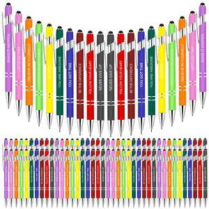 100 PCS Motivational Bulk Pens with Stylus Tip Gifts Black Ink | Inspirational Ballpoint Ink Pen Gifts for Teacher Students Coworkers Women Office Supplies 100 PCS Motivational Bulk Pens with Stylus Tip Gifts Black Ink | Inspirational Ballpoint Ink Pen Gifts for Teacher Students Coworkers Women Office Supplies