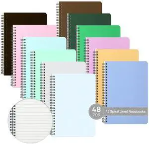 48 Pack A5 Spiral Lined Notebooks, 8.1" X 5.5", 60 Sheets/120 Pages Wide Ruled Notebook Spiral Journals Bulk Paper Cover Notepad 12 Colors for Students Taking Class Notes Home Office Gift 48 Pack A5 Spiral Lined Notebooks, 8.1" X 5.5", 60 Sheets/120 Pages Wide Ruled Notebook Spiral Journals Bulk Paper Cover Notepad 12 Colors for Students Taking Class Notes Home Office Gift