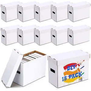 15 Pack Comic Book Storage Boxes, Holds 150-175 Comics, 15.4 x 7.5 x 11.4 Inch Stackable White Comic Short Bin Organizer Cardboard Box for Collapsible Magazine Book Collecting Supplies 15 Pack Comic Book Storage Boxes, Holds 150-175 Comics, 15.4 x 7.5 x 11.4 Inch Stackable White Comic Short Bin Organizer Cardboard Box for Collapsible Magazine Book Collecting Supplies