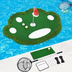 Floating Golf Green for Pool, Patented Pool Golf Game Floating Mat | Patented Shape, Pool Golf Chipping Game with Ball Retriever & Scoreboard, Pool, Beach & Backyard, Indoor & Outdoor Party Game Floating Golf Green for Pool, Patented Pool Golf Game Floating Mat | Patented Shape, Pool Golf Chipping Game with Ball Retriever & Scoreboard, Pool, Beach & Backyard, Indoor & Outdoor Party Game