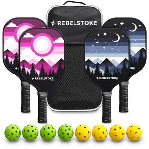 Pickleball Paddles Set of 4 Premium Fiberglass Paddle Set with 14mm Polypropylene Honeycomb Core Complete Bundle with 8 Indoor/Outdoor Balls & Carry Bag for Beginners to Advanced Pickleball Paddles Set of 4 Premium Fiberglass Paddle Set with 14mm Polypropylene Honeycomb Core Complete Bundle with 8 Indoor/Outdoor Balls & Carry Bag for Beginners to Advanced