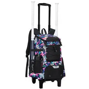 2-in-1 Rolling Baseball & Softball Bag, Detachable Backpack, Roll or Carry, Dual-Pole Anti-Tip, 3.5" Wheels, No Tools Setup 2-in-1 Rolling Baseball & Softball Bag, Detachable Backpack, Roll or Carry, Dual-Pole Anti-Tip, 3.5" Wheels, No Tools Setup