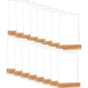 24 Pack 4 x 6 Inches Clear Acrylic Sign with Wood Base T Shape Sign Holder Vertical Blank Stands Desktop Display Plastic Menu Frame Double Sided Flyer Stand for Wedding Restaurant Party Decor 24 Pack 4 x 6 Inches Clear Acrylic Sign with Wood Base T Shape Sign Holder Vertical Blank Stands Desktop Display Plastic Menu Frame Double Sided Flyer Stand for Wedding Restaurant Party Decor