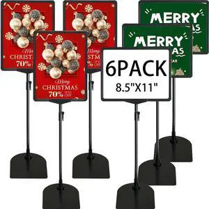 Sign Holder, 8.5 x 11 Inch Sign Stand with Adjustable Height Snap Open, Reusable Sign Stands for Display Advertising Business Signage, Vertical and Horizontal Two View Modes (Black, 6 Pack) Sign Holder, 8.5 x 11 Inch Sign Stand with Adjustable Height Snap Open, Reusable Sign Stands for Display Advertising Business Signage, Vertical and Horizontal Two View Modes (Black, 6 Pack)
