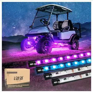 4PCS Golf Cart Underglow LED Light Kit, Underbody RGB Strip Lights, 24-Mode Neon Accent Lighting, Music Sync, Wireless Remote, IP67 Waterproof, 12V-80V Input for EZGO Yamaha Club Car 4PCS Golf Cart Underglow LED Light Kit, Underbody RGB Strip Lights, 24-Mode Neon Accent Lighting, Music Sync, Wireless Remote, IP67 Waterproof, 12V-80V Input for EZGO Yamaha Club Car