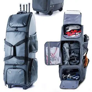 Rolling Baseball Bag With Wheels, Seperate Shoe Compartment and Fence Hook - Large Softball Bag for T-Ball - Team Equipment Duffle Bag - Catcher Gear Bag for Boys 8-12, Youth, Adults Rolling Baseball Bag With Wheels, Seperate Shoe Compartment and Fence Hook - Large Softball Bag for T-Ball - Team Equipment Duffle Bag - Catcher Gear Bag for Boys 8-12, Youth, Adults