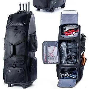 Rolling Baseball Bag With Wheels, Seperate Shoe Compartment and Fence Hook - Large Softball Bag for T-Ball - Team Equipment Duffle Bag - Catcher Gear Bag for Boys 8-12, Youth, Adults Rolling Baseball Bag With Wheels, Seperate Shoe Compartment and Fence Hook - Large Softball Bag for T-Ball - Team Equipment Duffle Bag - Catcher Gear Bag for Boys 8-12, Youth, Adults