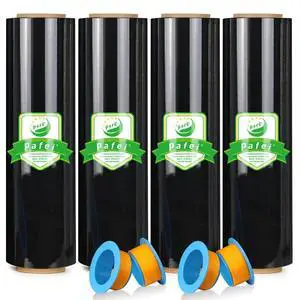 18"x1500ft Black Stretch/Shrink Wrap Roll for Moving, 4 Rolls | 80 Gauge, Industrial Plastic Wrap for Moving, Heavy Duty 800% Stretch, For Pallets, Packing, Shipping & Furniture Protection 18"x1500ft Black Stretch/Shrink Wrap Roll for Moving, 4 Rolls | 80 Gauge, Industrial Plastic Wrap for Moving, Heavy Duty 800% Stretch, For Pallets, Packing, Shipping & Furniture Protection