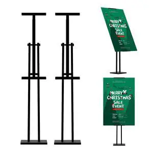 Heavy Duty Sign Stand, Floor Poster Board Stand, Adjustable Metal Sign Holder Height Up to 60 Inches and 180° Rotation Display Standing Pedestal for Board & Foam, Black 2 Pack Heavy Duty Sign Stand, Floor Poster Board Stand, Adjustable Metal Sign Holder Height Up to 60 Inches and 180° Rotation Display Standing Pedestal for Board & Foam, Black 2 Pack