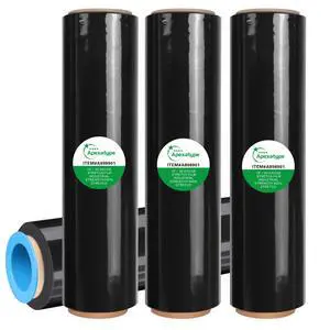 18" x 1500' Black Plastic Shrink Wrap Roll - 80 Gauge, 500% Stretch Industrial Strength Moving Wrap, Heavy Duty Pallet & Furniture Protection - 4 Roll Bundle Stretch Wrap with Handles 18" x 1500' Black Plastic Shrink Wrap Roll - 80 Gauge, 500% Stretch Industrial Strength Moving Wrap, Heavy Duty Pallet & Furniture Protection - 4 Roll Bundle Stretch Wrap with Handles