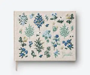Wildwood Embroidered Fabric Guest Book | Hard Cover Wrapped in Book Cloth & Grosgrain Ribbon Bookmark, (Lay-Flat Binding, 144 Ruled Pages with Metallic Gold Ink, 8" L x 5.75" W) Wildwood Embroidered Fabric Guest Book | Hard Cover Wrapped in Book Cloth & Grosgrain Ribbon Bookmark, (Lay-Flat Binding, 144 Ruled Pages with Metallic Gold Ink, 8" L x 5.75" W)