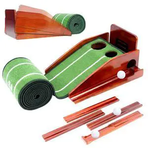 Golf Putting Green Indoor - Practice Uphill Putts, 3-Level Adjustable Incline, Auto Ball Return and Foldable Solid Wood Base, Golf Training Aid for Home, Office, Backyard - Golf Putting Mat Golf Putting Green Indoor - Practice Uphill Putts, 3-Level Adjustable Incline, Auto Ball Return and Foldable Solid Wood Base, Golf Training Aid for Home, Office, Backyard - Golf Putting Mat