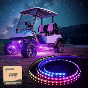2PCS Golf Cart Underglow LED Light Kit, Underbody RGB Strip Lights, 24-Mode Neon Accent Lighting, Music Sync, Wireless Remote, IP67 Waterproof, 12V-80V Input for EZGO Yamaha Club Car 2PCS Golf Cart Underglow LED Light Kit, Underbody RGB Strip Lights, 24-Mode Neon Accent Lighting, Music Sync, Wireless Remote, IP67 Waterproof, 12V-80V Input for EZGO Yamaha Club Car
