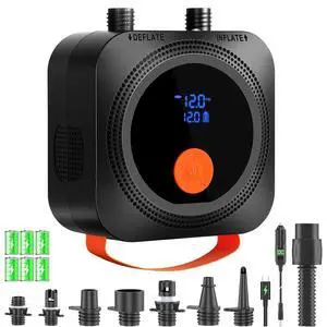 Electric Paddle Board Pump, 12000mAh Rechargeable SUP Pump 22PSI High Pressure with 12V DC Car Adapter, Dual-Stage Inflation&Deflation, Portable Air Pump with 7 Nozzles for SUP, Inflatable Kayak, Boat Electric Paddle Board Pump, 12000mAh Rechargeable SUP Pump 22PSI High Pressure with 12V DC Car Adapter, Dual-Stage Inflation&Deflation, Portable Air Pump with 7 Nozzles for SUP, Inflatable Kayak, Boat