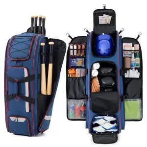 100L Rolling Catchers Gear Bag - Large Baseball & Softball Duffle with 5 Fence Hooks, Locker-Style Organizer, Holds 8 Bats, Vented Shoe Zone 100L Rolling Catchers Gear Bag - Large Baseball & Softball Duffle with 5 Fence Hooks, Locker-Style Organizer, Holds 8 Bats, Vented Shoe Zone