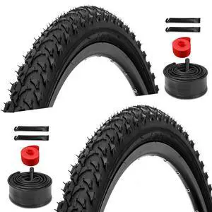 2 Pack 26 inch Bike Tires - 26 × 1.95 inch Folding Replacement Bicycle Tires for MTB Mountain Bike with 26 inch Schrader Valve Bike Tubes, 4 Tire Levers and 2 Rim Strips 2 Pack 26 inch Bike Tires - 26 × 1.95 inch Folding Replacement Bicycle Tires for MTB Mountain Bike with 26 inch Schrader Valve Bike Tubes, 4 Tire Levers and 2 Rim Strips