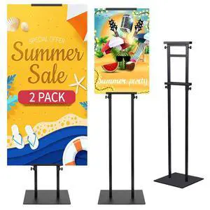 Poster Stand Heavy Duty - 2 Pack Pedestal Poster Stands for Display, Adjustable Height up to 80 Inch, Double Sided Black Floor Standing Sign Holder for Foam Board Signage Poster Stand Heavy Duty - 2 Pack Pedestal Poster Stands for Display, Adjustable Height up to 80 Inch, Double Sided Black Floor Standing Sign Holder for Foam Board Signage