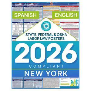 New York 2026 Labor Law Posters Bundle English & Spanish Compliance Combo OSHA, EEOC, FMLA, Minimum Wage Durable, Laminated & Waterproof Workplace Employment Posters Made in USA 26 x 39.5 New York 2026 Labor Law Posters Bundle English & Spanish Compliance Combo OSHA, EEOC, FMLA, Minimum Wage Durable, Laminated & Waterproof Workplace Employment Posters Made in USA 26 x 39.5
