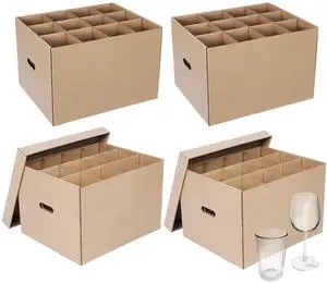 4 Pack Wine Glass Moving Boxes Kitchen Moving Boxes with Handle Kitchen Kit with Lid for Dish Glassware(Brown,15 x 12 x 10 Inches) 4 Pack Wine Glass Moving Boxes Kitchen Moving Boxes with Handle Kitchen Kit with Lid for Dish Glassware(Brown,15 x 12 x 10 Inches)