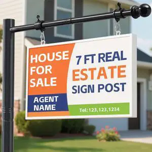 Real Estate Sign Posts 7FT Wind-Resistant Yard Sign Holder with Adjustable 32 Arm for Outdoor Realtor Sign Heavy Duty Metal Yard Sign Stakes Stand 2PC Real Estate Sign Posts 7FT Wind-Resistant Yard Sign Holder with Adjustable 32 Arm for Outdoor Realtor Sign Heavy Duty Metal Yard Sign Stakes Stand 2PC