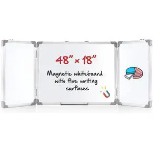 48 x 18 Foldable Whiteboard Dry Erase Board Large Tri Folding Whiteboard Magnetic Dry Erase Board, Wall Aluminium Frame and Flip Out Pen Tray for Office, Home 48 x 18 Foldable Whiteboard Dry Erase Board Large Tri Folding Whiteboard Magnetic Dry Erase Board, Wall Aluminium Frame and Flip Out Pen Tray for Office, Home