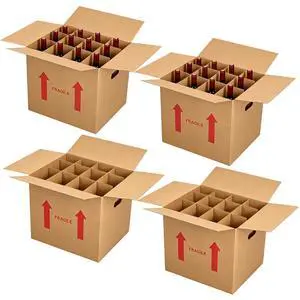 4 Sets Wine Boxes for Moving, 16 x 12 x 12 Inch Wine Bottle Moving Boxes with Reinforced Cardboard and Handles, Corrugated Boxes with Fragile Labels for Glassware, Moving, Packaging, Storage 4 Sets Wine Boxes for Moving, 16 x 12 x 12 Inch Wine Bottle Moving Boxes with Reinforced Cardboard and Handles, Corrugated Boxes with Fragile Labels for Glassware, Moving, Packaging, Storage
