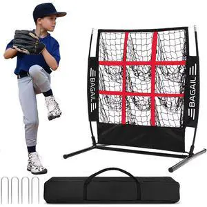9 Hole Pitching Net, Baseball Softball Accuracy Training Target | 3-min Setup, Heavy-Duty Frame, 8-Ply Reinforced Net, Indoor & Outdoor Throwing Practice, Include Carry Bag & Ground Stakes 9 Hole Pitching Net, Baseball Softball Accuracy Training Target | 3-min Setup, Heavy-Duty Frame, 8-Ply Reinforced Net, Indoor & Outdoor Throwing Practice, Include Carry Bag & Ground Stakes