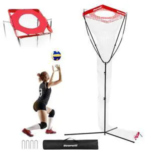 Volleyball Setter Trainer Net, Volleyball Training Equipment Adjustable Angle Height 8-13 FT Setter Net, Indoor Outdoor Volleyball Practice Net System for Serving, Spiking and Setting Volleyball Setter Trainer Net, Volleyball Training Equipment Adjustable Angle Height 8-13 FT Setter Net, Indoor Outdoor Volleyball Practice Net System for Serving, Spiking and Setting