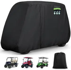 Waterproof Golf Cart Cover 4 Passenger for Yamaha/E-Z-Go/Cushman/Club Car/Evolution/ICON, Heavy Duty Sun Rain Dust Protection 2+2/4 Passenger Golf Cart Cover with Soft Cotton Lining & Door Zipper-M Waterproof Golf Cart Cover 4 Passenger for Yamaha/E-Z-Go/Cushman/Club Car/Evolution/ICON, Heavy Duty Sun Rain Dust Protection 2+2/4 Passenger Golf Cart Cover with Soft Cotton Lining & Door Zipper-M