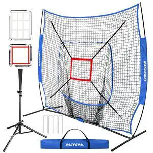 7'×7' Baseball Softball Practice Net,Baseball Backstop,with Batting Tee,for Hitting Pitching Batting Catching with Bow Frame,Bonus Strike Zone 7'×7' Baseball Softball Practice Net,Baseball Backstop,with Batting Tee,for Hitting Pitching Batting Catching with Bow Frame,Bonus Strike Zone