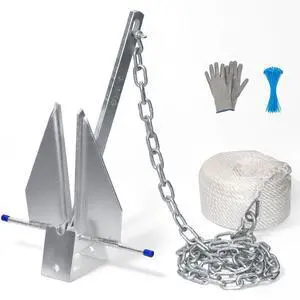 5/8/10/13 lb Galvanized Fluke Danforth Anchor Kit with Chain, Rope, Shackles & Non-Slip Gloves, Heavy Duty Boat Anchor for Pontoon, Dinghy, Fishing Boats, Bass Boats, Sport Boats & Yachts 5/8/10/13 lb Galvanized Fluke Danforth Anchor Kit with Chain, Rope, Shackles & Non-Slip Gloves, Heavy Duty Boat Anchor for Pontoon, Dinghy, Fishing Boats, Bass Boats, Sport Boats & Yachts