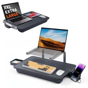 Large Lap Desk for Laptop with Phone Holder, Elevated Laptop Stand for Bed, FIts up to 17" Laptops & MacBook, Lightweight Lap Desks for Adults with Comfortable Cushion for Bed & Couch, Black Large Lap Desk for Laptop with Phone Holder, Elevated Laptop Stand for Bed, FIts up to 17" Laptops & MacBook, Lightweight Lap Desks for Adults with Comfortable Cushion for Bed & Couch, Black