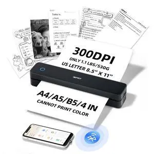 Portable-Printer Wireless for Travel,300DPI Inkless Thermal Small Printers for Home Use,Office,Vehicles,Mobile Bluetooth Printer Supports 8.5" x 11" US Letter,for Smartphone & PC,Black Portable-Printer Wireless for Travel,300DPI Inkless Thermal Small Printers for Home Use,Office,Vehicles,Mobile Bluetooth Printer Supports 8.5" x 11" US Letter,for Smartphone & PC,Black
