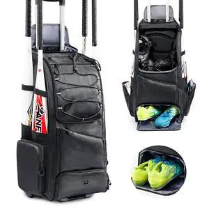 Large Rolling Baseball Catchers Gear Bag with Wheels, Softball Bag with Hard Backing for 4 Bats,Equipment Bag with Separate Shoe & Helmet Compartments, Youth Baseball Bag with 360° Spinner Wheels Large Rolling Baseball Catchers Gear Bag with Wheels, Softball Bag with Hard Backing for 4 Bats,Equipment Bag with Separate Shoe & Helmet Compartments, Youth Baseball Bag with 360° Spinner Wheels
