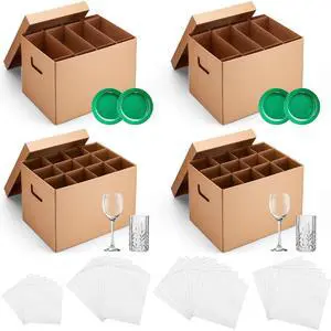 6 Sets Kitchen Moving Boxes with Divider Kits for Dish Glassware Wine Glass Packing with Handle Included Cup and Plate Box, Corrugate Dividers, Foam Pouches (15 x 12 x 10 Inch) 6 Sets Kitchen Moving Boxes with Divider Kits for Dish Glassware Wine Glass Packing with Handle Included Cup and Plate Box, Corrugate Dividers, Foam Pouches (15 x 12 x 10 Inch)