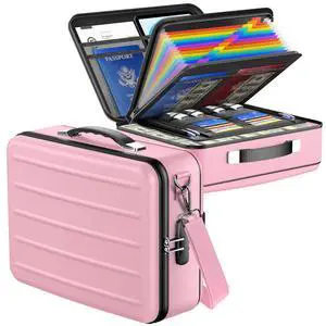 Fireproof Document Box with Lock, Hard-Shell Fireproof Safe for Home Documents, Portable Travel Fire Proof File Box for Passport Laptop Certificates, Rose Gold Fireproof Document Box with Lock, Hard-Shell Fireproof Safe for Home Documents, Portable Travel Fire Proof File Box for Passport Laptop Certificates, Rose Gold