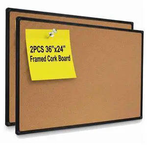 2-Pack Cork Board 36 x 24 Inch, Black Aluminum Frame Bulletin Board for Walls, Large Self-Healing Vision Board for Office, School, and Home, Hanging Notice Board with 10 Push Pins (3x2 Ft) 2-Pack Cork Board 36 x 24 Inch, Black Aluminum Frame Bulletin Board for Walls, Large Self-Healing Vision Board for Office, School, and Home, Hanging Notice Board with 10 Push Pins (3x2 Ft)