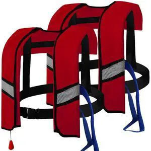 2-Pcs Automatic Inflatable Life Jacket,Adjustable Nylon Swim Vest with CO2 Inflation, Reflective Strips & Safety Buckle,Gas Cylinders Not Included 2-Pcs Automatic Inflatable Life Jacket,Adjustable Nylon Swim Vest with CO2 Inflation, Reflective Strips & Safety Buckle,Gas Cylinders Not Included