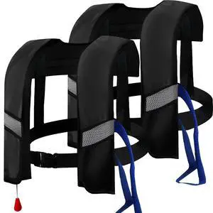 2-Pcs Automatic Inflatable Life Jacket,Adjustable Nylon Swim Vest with CO2 Inflation, Reflective Strips & Safety Buckle,Gas Cylinders Not Included 2-Pcs Automatic Inflatable Life Jacket,Adjustable Nylon Swim Vest with CO2 Inflation, Reflective Strips & Safety Buckle,Gas Cylinders Not Included