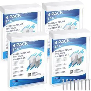 4 Pcs Outdoor Brochure Holder 8.5 x 11 Inch Waterproof Acrylic Wall Mount Literature Box Dispenser with Lid, Clear Real Estate Brochure Box Holder for Document Pamphlet Display (White) 4 Pcs Outdoor Brochure Holder 8.5 x 11 Inch Waterproof Acrylic Wall Mount Literature Box Dispenser with Lid, Clear Real Estate Brochure Box Holder for Document Pamphlet Display (White)