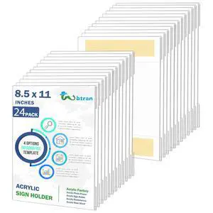 Acrylic Sign Holder 8.5 x 11 Wall Mount, 8.5 X 11 inch Clear Plastic Paper Sign Display with Tape, No Drilling Acrylic Wall Frame for Office, Home, Store, Restaurant (24 Pack) Acrylic Sign Holder 8.5 x 11 Wall Mount, 8.5 X 11 inch Clear Plastic Paper Sign Display with Tape, No Drilling Acrylic Wall Frame for Office, Home, Store, Restaurant (24 Pack)